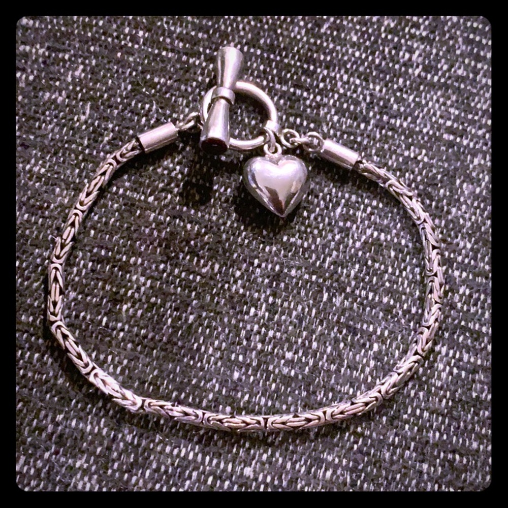 SILVER BYZANTINE CHAIN BRACELET W/TOGGLE *NEW*